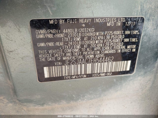 JF2SJAAC7EH544462 Subaru Forester 2.5i