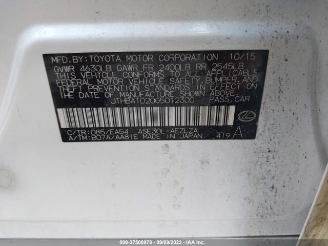 JTHBA1D20G5012300 Lexus IS 200T