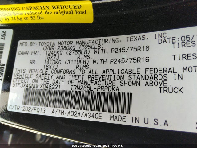 Toyota Tacoma Prerunner 2015 5TFJX4GN0FX048221 Image 9