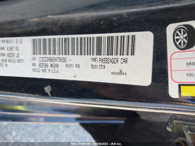2013 DODGE AVENGER SE VIN: 1C3CDZAB0DN730381