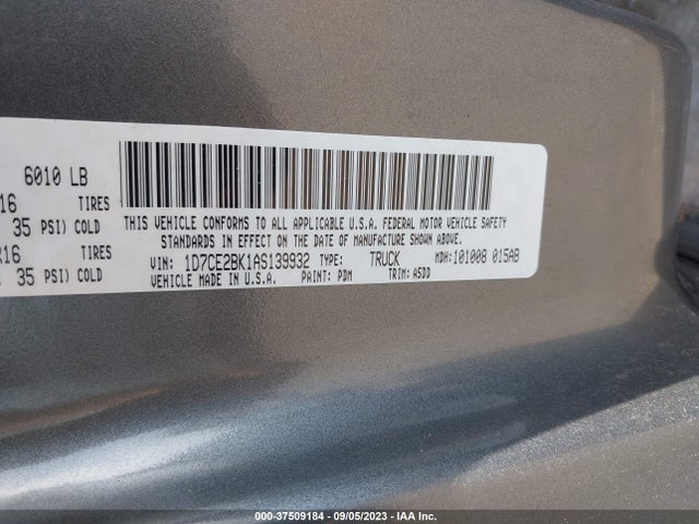2010 DODGE DAKOTA ST VIN: 1D7CE2BK1AS139932