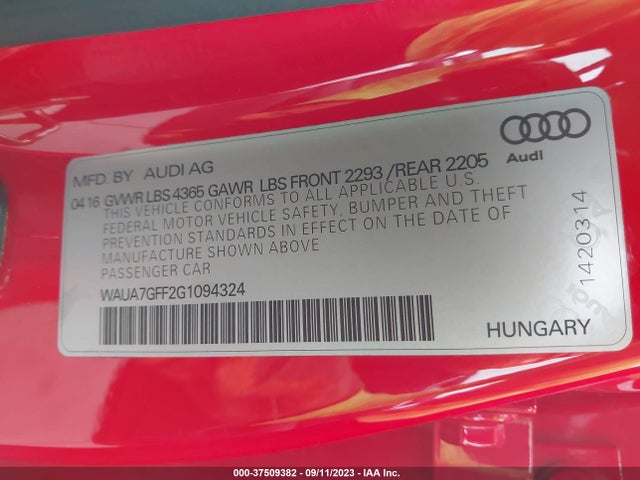WAUA7GFF2G1094324 Audi A3 1.8t Premium