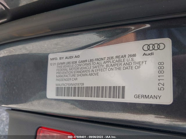 WAUFACF5XNA018709 Audi A5 Sportback S Line Premium Plus