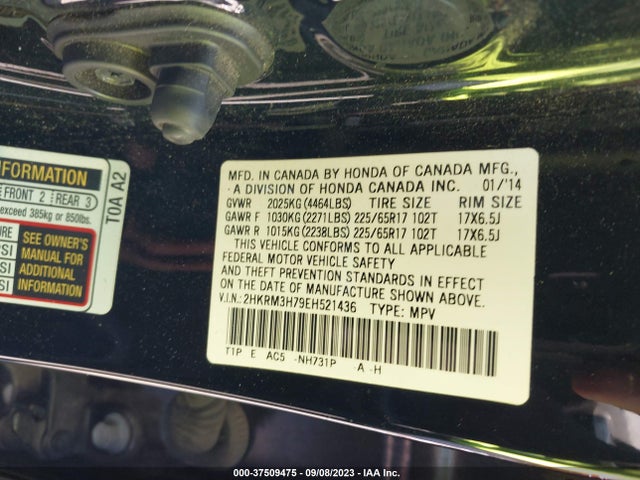 Honda Cr-v Ex-l 2014 2HKRM3H79EH521436 Image 9