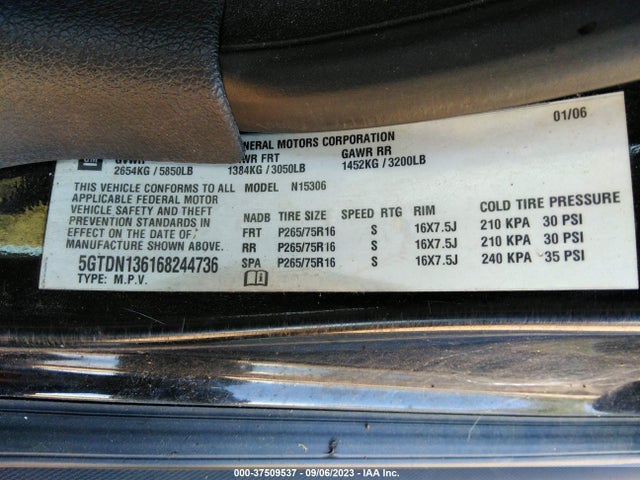 2006 HUMMER H3 VIN: 5GTDN136168244736