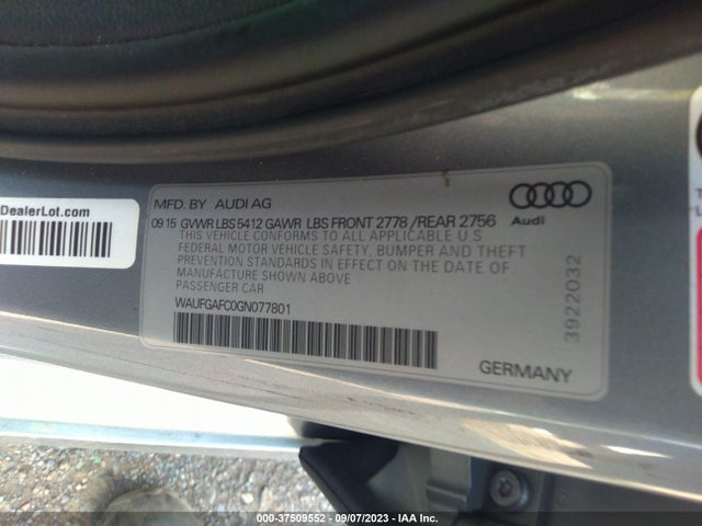 WAUFGAFC0GN077801 Audi A6 3.0t Premium Plus