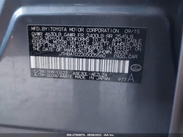 JTHBA1D22G5005560 Lexus IS 200T