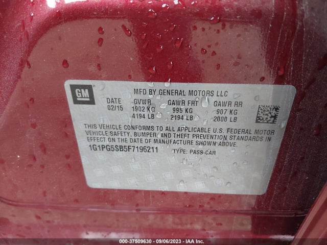 Chevrolet CRUZE LTZ 2015 1G1PG5SB5F7196211 Image 9