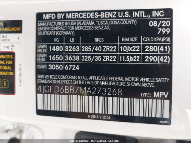 4JGFD6BB7MA273268 Mercedes-Benz Gle Amg Gle 53