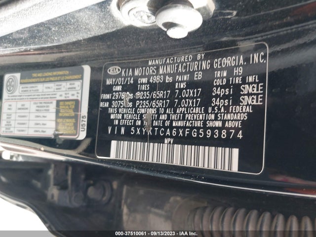 2015 KIA SORENTO LX VIN: 5XYKTCA6XFG593874