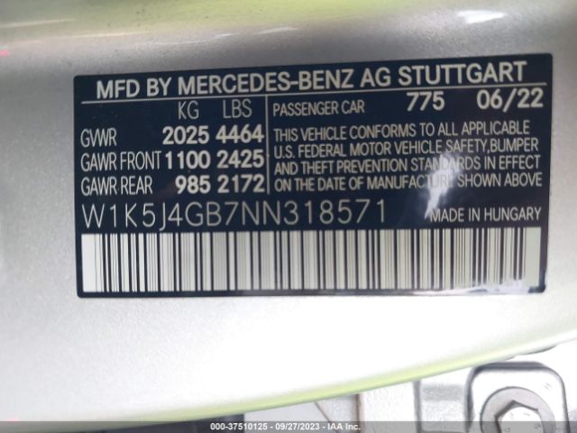 W1K5J4GB7NN318571 Mercedes-Benz Cla Cla 250