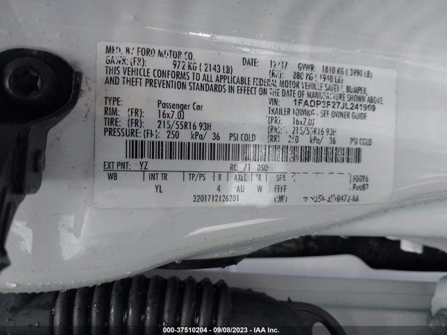 Продаж на аукціоні авто 2018 Ford Focus Se, vin: 1FADP3F27JL241969, номер лоту: 37510204