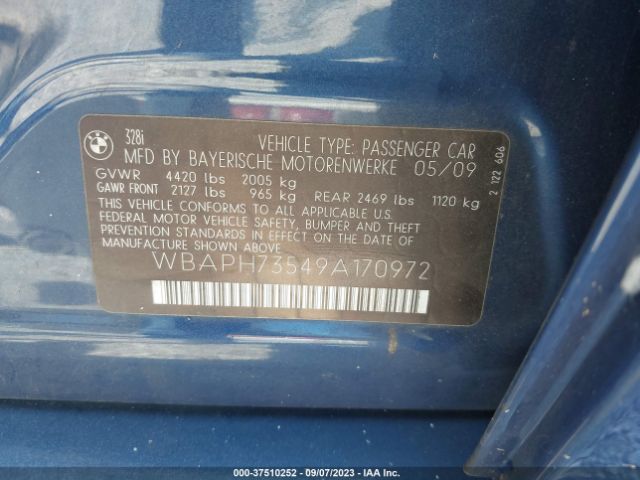 2009 BMW 328I WBAPH73549A170972 Photo 8