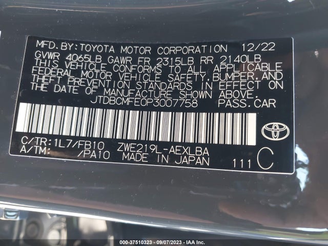 Toyota Corolla Hybrid 2023 JTDBCMFE0P3007758 Image 9