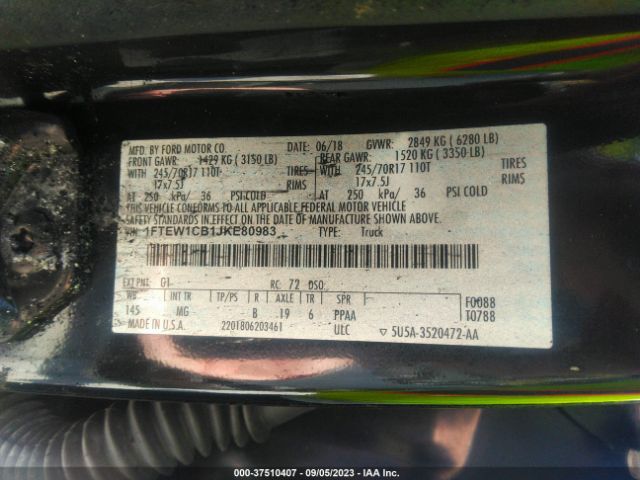1FTEW1CB1JKE80983 Ford F-150 Xl/xlt