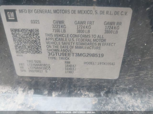 3GTU9EET3MG298519 GMC Sierra 1500 At4