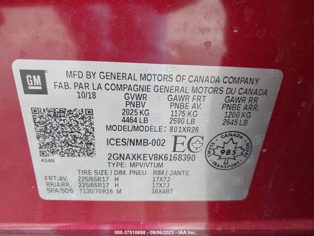 Chevrolet EQUINOX LT 2019 2GNAXKEV8K6168390 Image 9