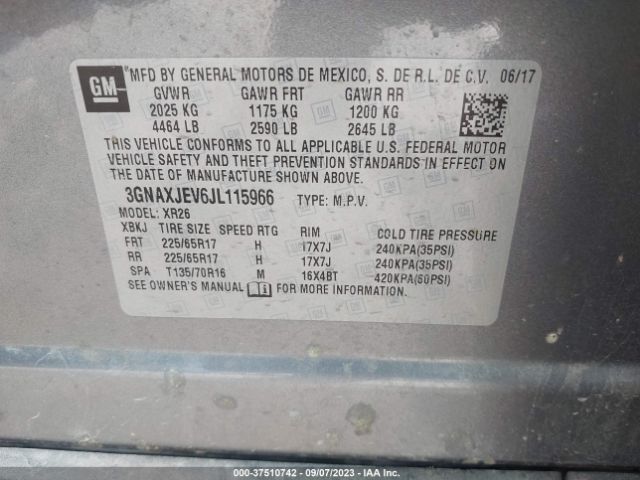 3GNAXJEV6JL115966 Chevrolet EQUINOX LT