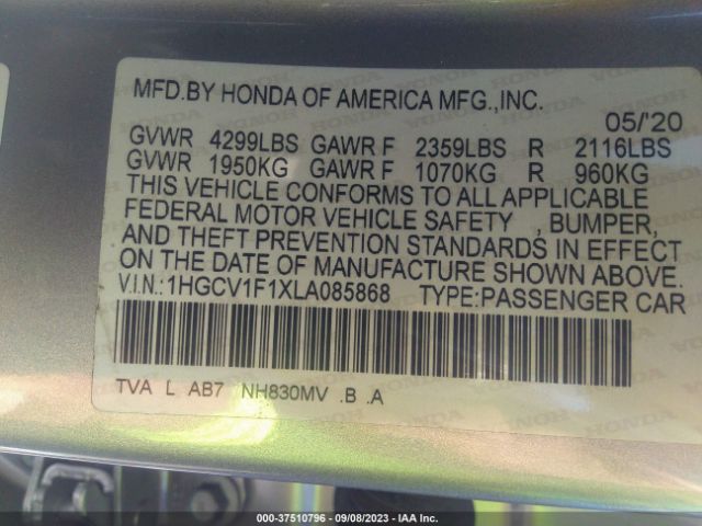 1HGCV1F1XLA085868 Honda Accord Sedan Lx
