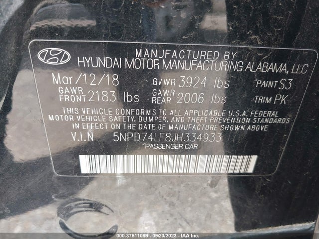 Hyundai ELANTRA SE 2018 5NPD74LF8JH334933 Image 9