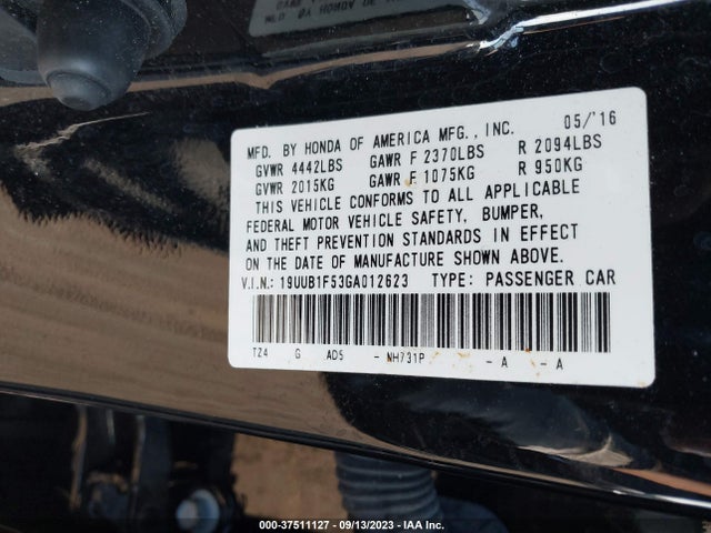 Acura TLX TECH 2016 19UUB1F53GA012623 Image 9