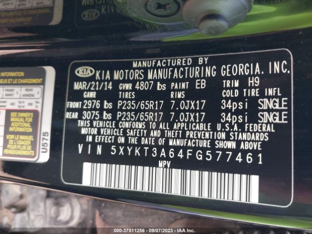 5XYKT3A64FG577461 KIA SORENTO LX