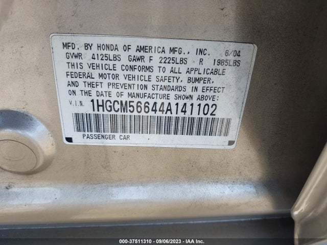 2004 HONDA ACCORD SDN EX VIN: 1HGCM56644A141102