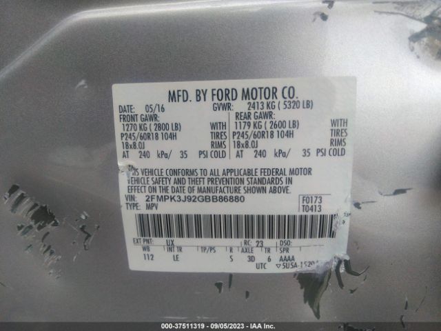2FMPK3J92GBB86880 Ford EDGE SEL