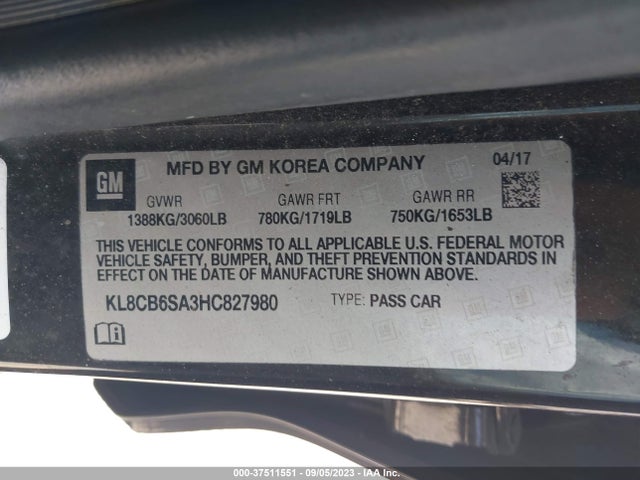 Chevrolet SPARK LS 2017 KL8CB6SA3HC827980 Image 9