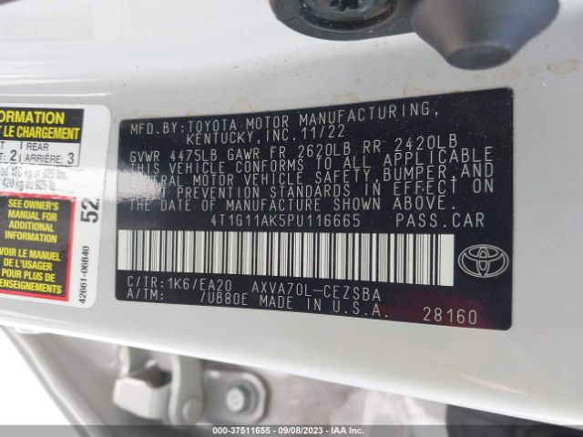 4T1G11AK5PU116665 Toyota Camry Se/se Nightshade