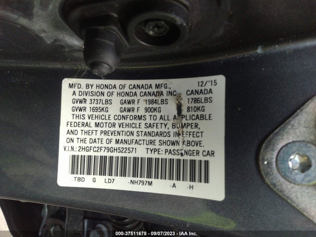 Honda Civic Sedan Ex 2016 2HGFC2F79GH522571 Image 9