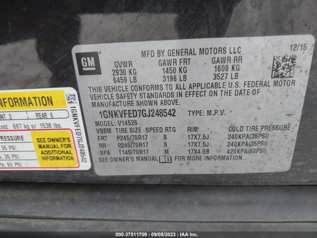Chevrolet Traverse Ls 2016 1GNKVFED7GJ248542 Image 9