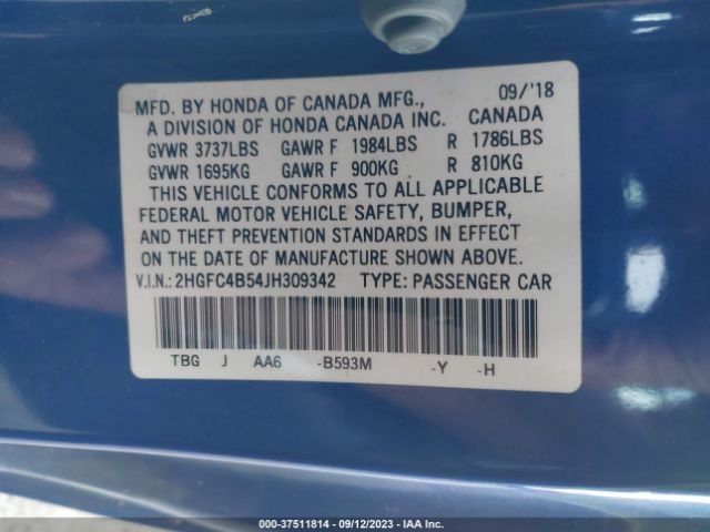 2018 HONDA CIVIC COUPE 2HGFC4B54JH309342 Photo 8