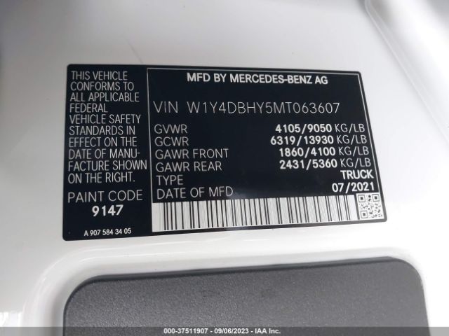 W1Y4DBHY5MT063607 Mercedes-Benz SPRINTER CARGO VAN