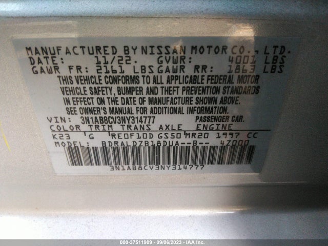 Nissan SENTRA SV 2022 3N1AB8CV3NY314777 Image 9