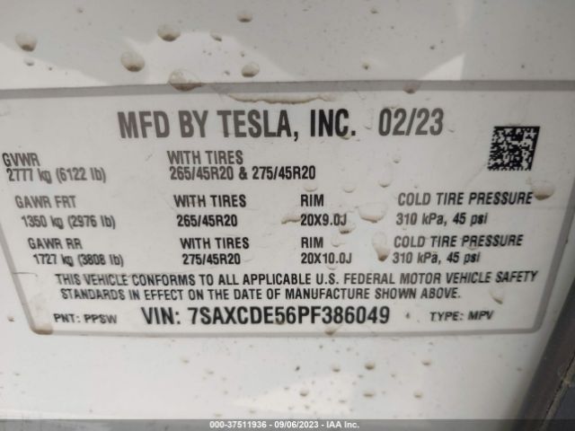 7SAXCDE56PF386049 Tesla MODEL X