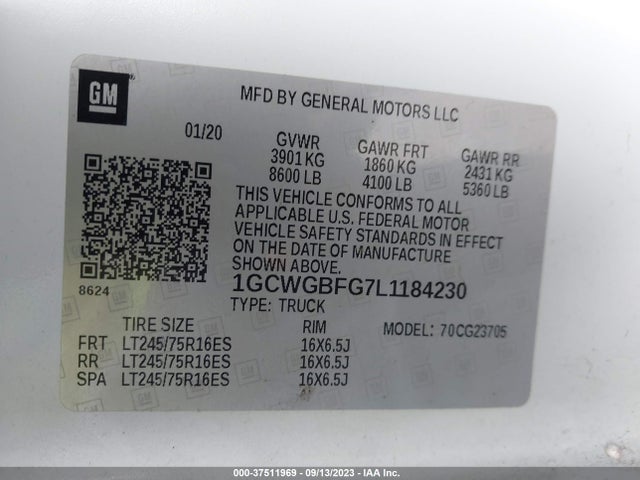 Chevrolet EXPRESS CARGO VAN 2020 1GCWGBFG7L1184230 Image 9