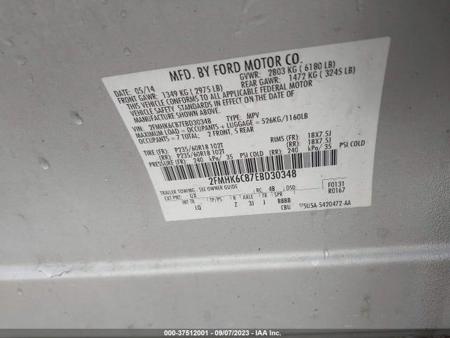 Ford FLEX SEL 2014 2FMHK6C87EBD30348 Image 9