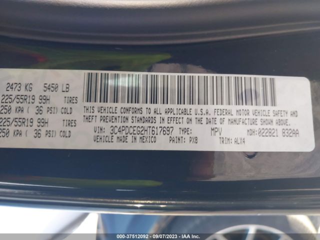 3C4PDCEG2HT617697 Dodge JOURNEY GT