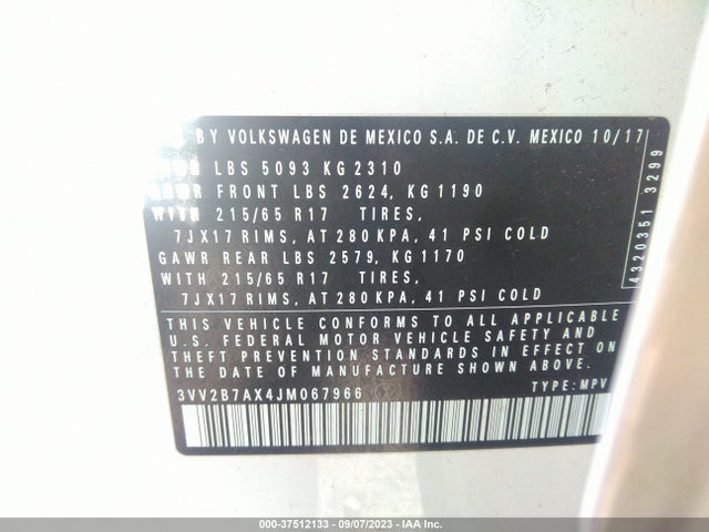 3VV2B7AX4JM067966 Volkswagen Tiguan Sel/se