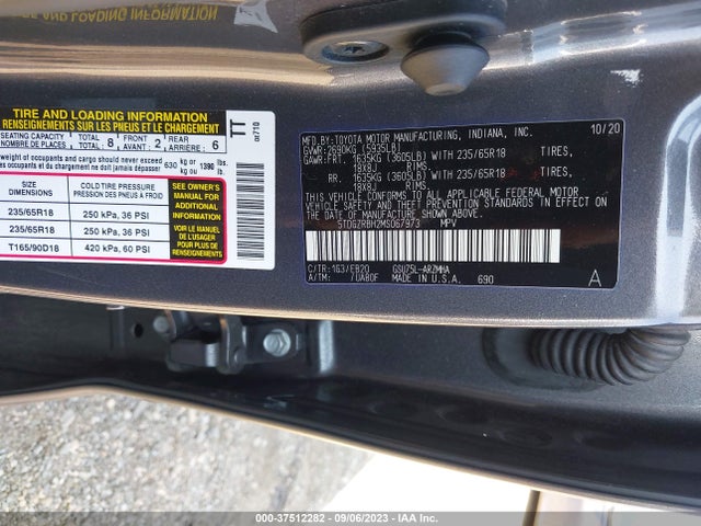 2021 TOYOTA HIGHLANDER XLE VIN: 5TDGZRBH2MS067973