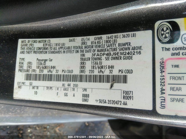 Ford FIESTA SE 2014 3FADP4BJ9EM240216 Image 9