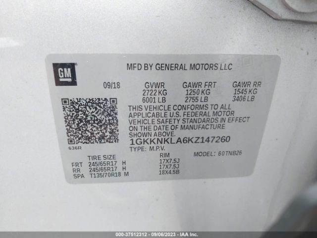 1GKKNKLA6KZ147260 GMC ACADIA SLE