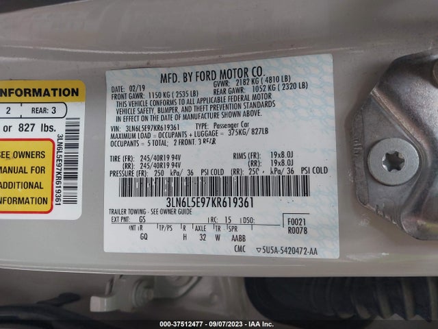 3LN6L5E97KR619361 Lincoln Mkz Reserve Ii