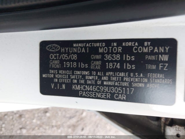 2009 HYUNDAI ACCENT AUTO GLS VIN: KMHCN46C99U305117