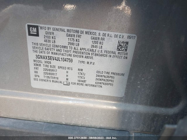 Chevrolet EQUINOX LT 2018 3GNAXSEV4JL104759 Image 9