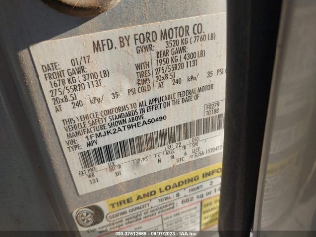 1FMJK2AT9HEA50490 Ford Expedition El Limited