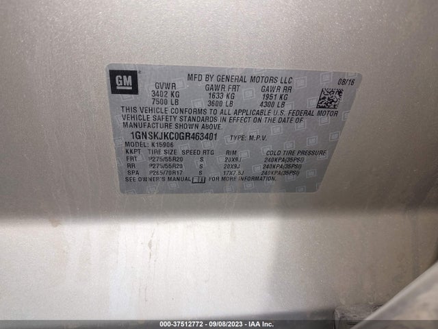 Chevrolet Suburban Ltz 2016 1GNSKJKC0GR463401 Image 9