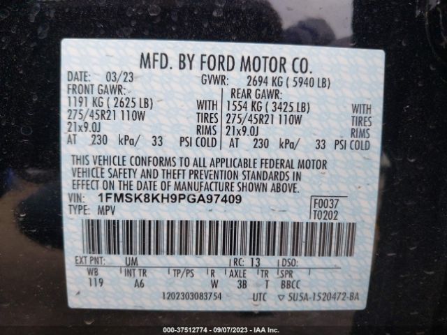 1FMSK8KH9PGA97409 Ford Explorer St-line