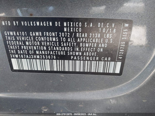 3VW167AJ3HM253676 Volkswagen Jetta 1.4t S